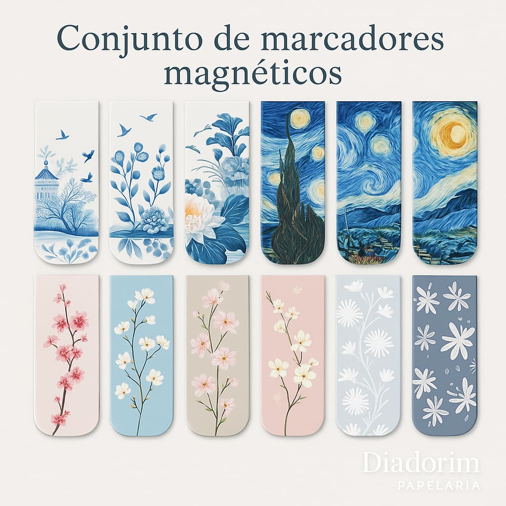 Conjunto com 2 marcadores magnéticos sortidos – Artes, Azulejos, Flores