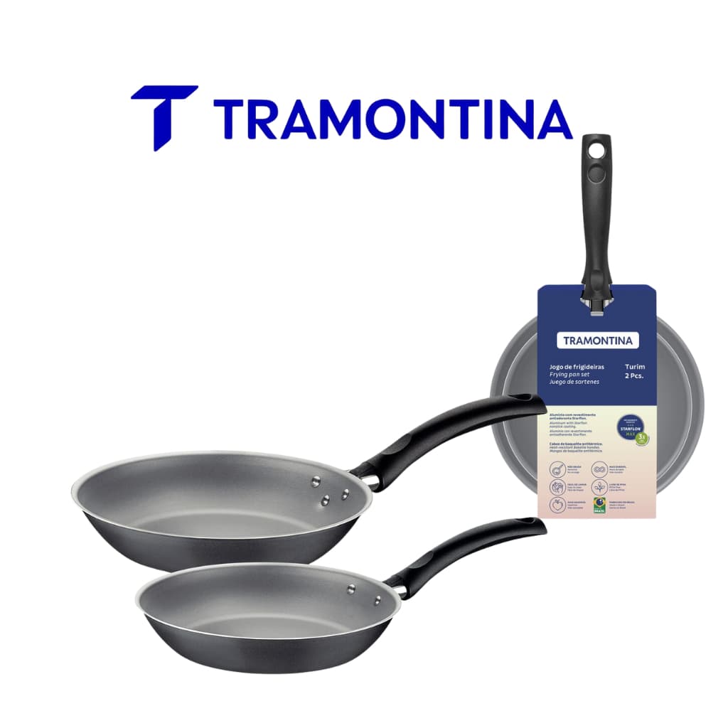 Jogo de Frigideiras Tramontina Turim em Alumínio com Revestimento Interno e Externo em Antiaderente