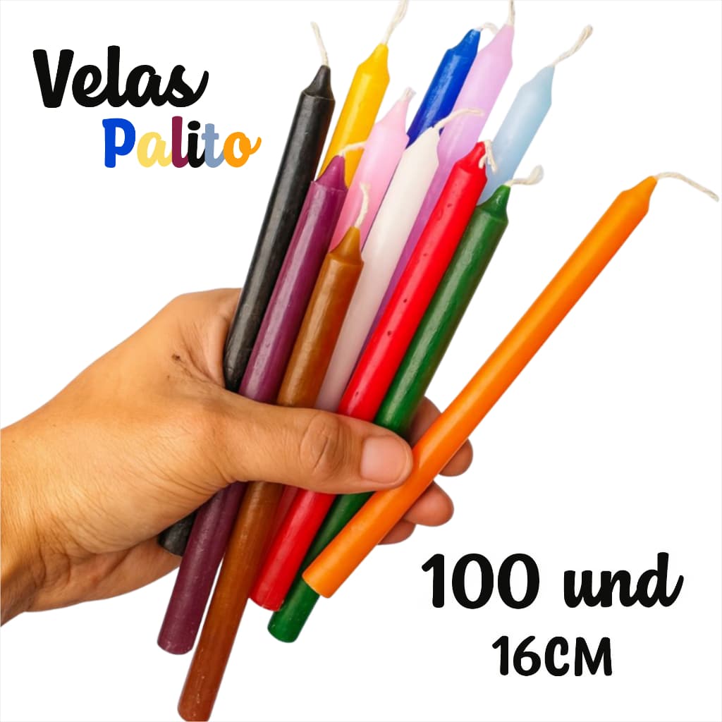 Kit Atacado 100 Und Velas Palito 16cm - Escolha Sua COR