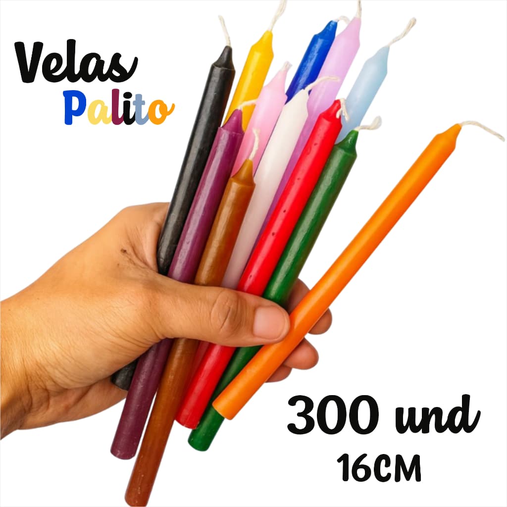 Kit Atacado 300 Und Velas Palito 16cm -Monte Seu Kit e Escolha Sua COR