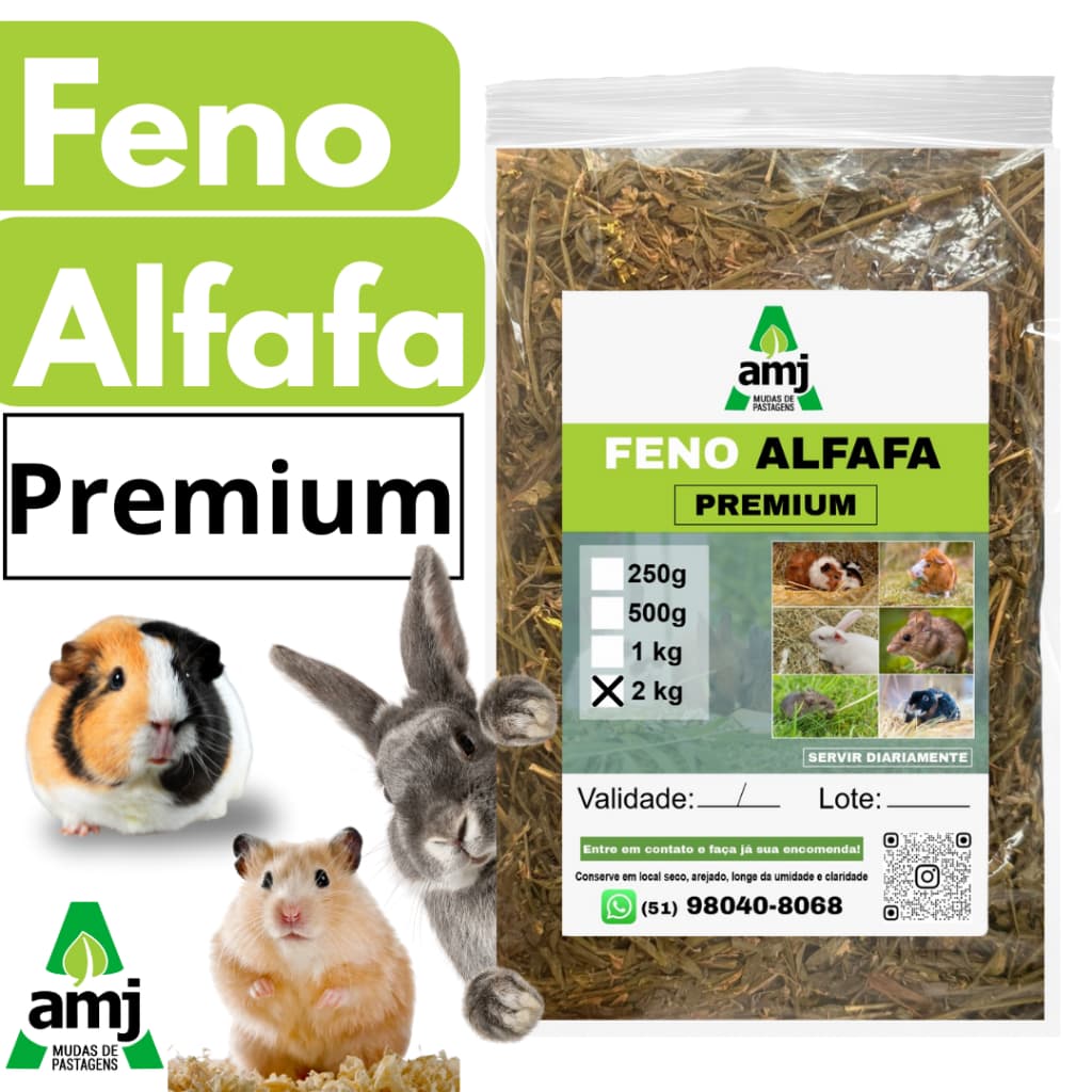 Feno Alfafa Premium verdinha – Alimento Natural para Coelhos e Roedores