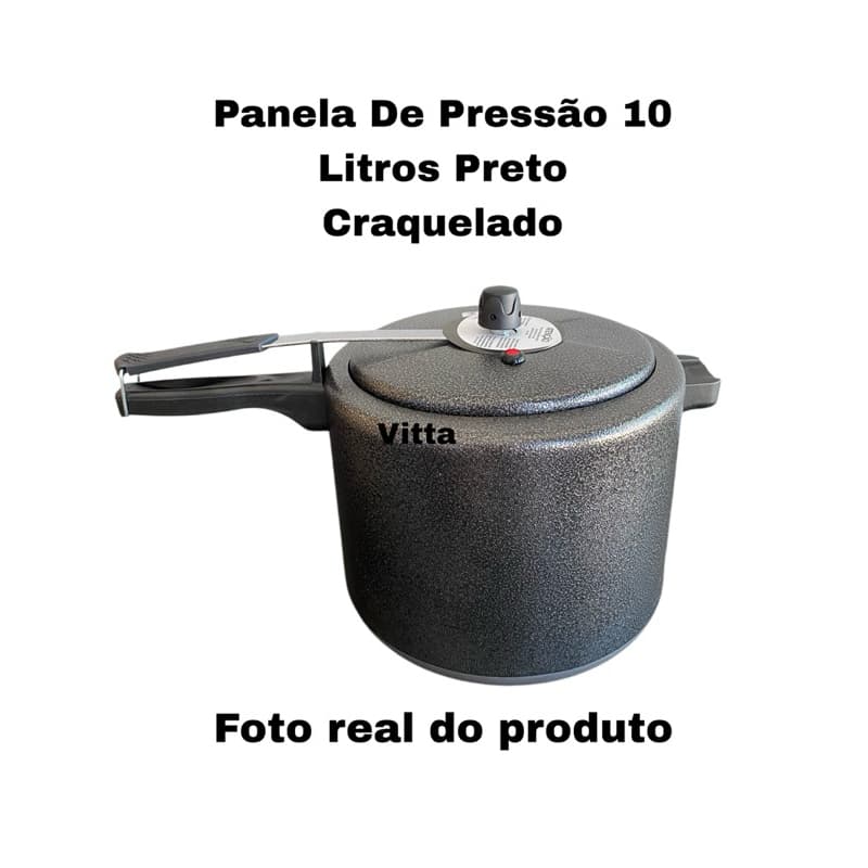 Panela de Pressão 10,0 Litros - Fechamento Interno - Preto Craquelado