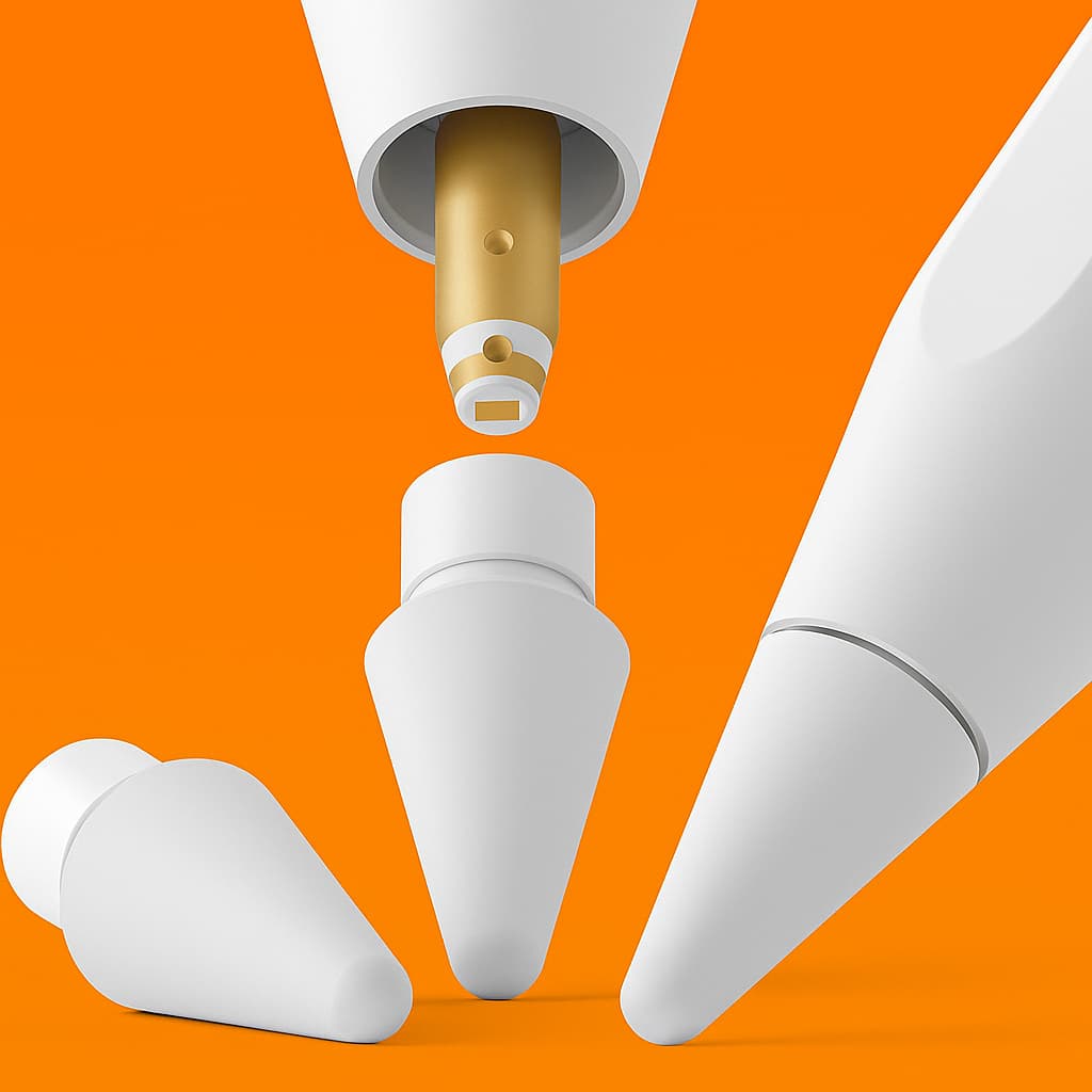 Kit Pontas de Reposição Compatível com  Apple Pencil Geração 1 e 2 - Com 1 ou  2 ou 4 pontas Brancas