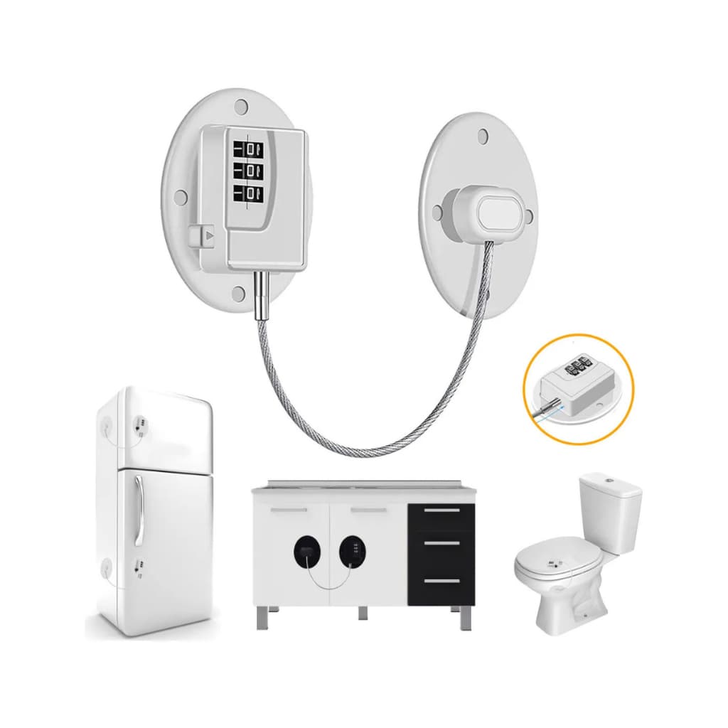 Trava Adesiva com Senha Secreta Proteção Cabo Aço Inox Forte Segurança Extra