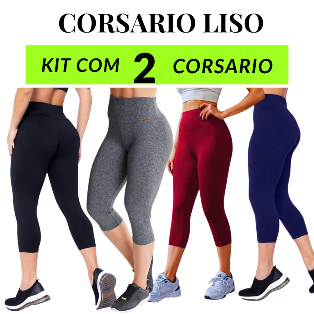 kit 2 corsário Capri feminino legguing Capri academia cintura alta