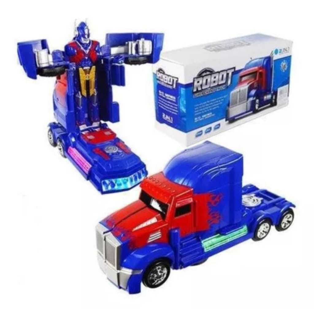 Brinquedo Infantil Caminhão Optimus Prime Transformers Robô Para Criança Com Luz e Som