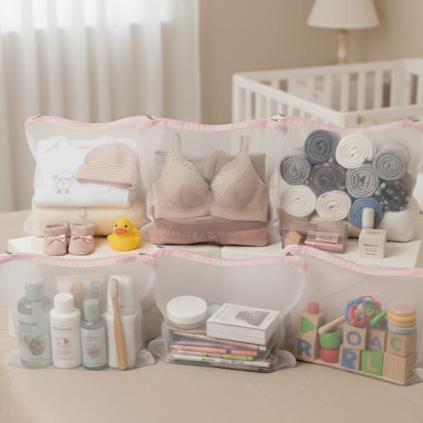 Kit 6 Saquinhos Organização Viagem Maquiagem Meias Lingeries Acessórios Maternidade