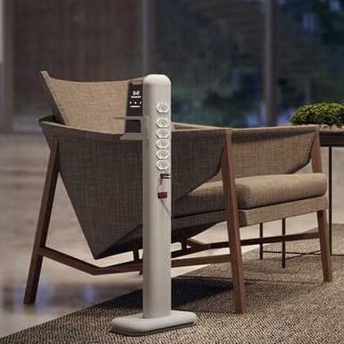 Totem Extensão Elétrica Com 6 Tomadas 1 Usb + 1 Usb-c Octoo Prata , Titanium e Preto