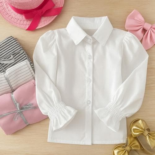 Blusa Camisa Social Infantil Manga Longa  e Colarinho By