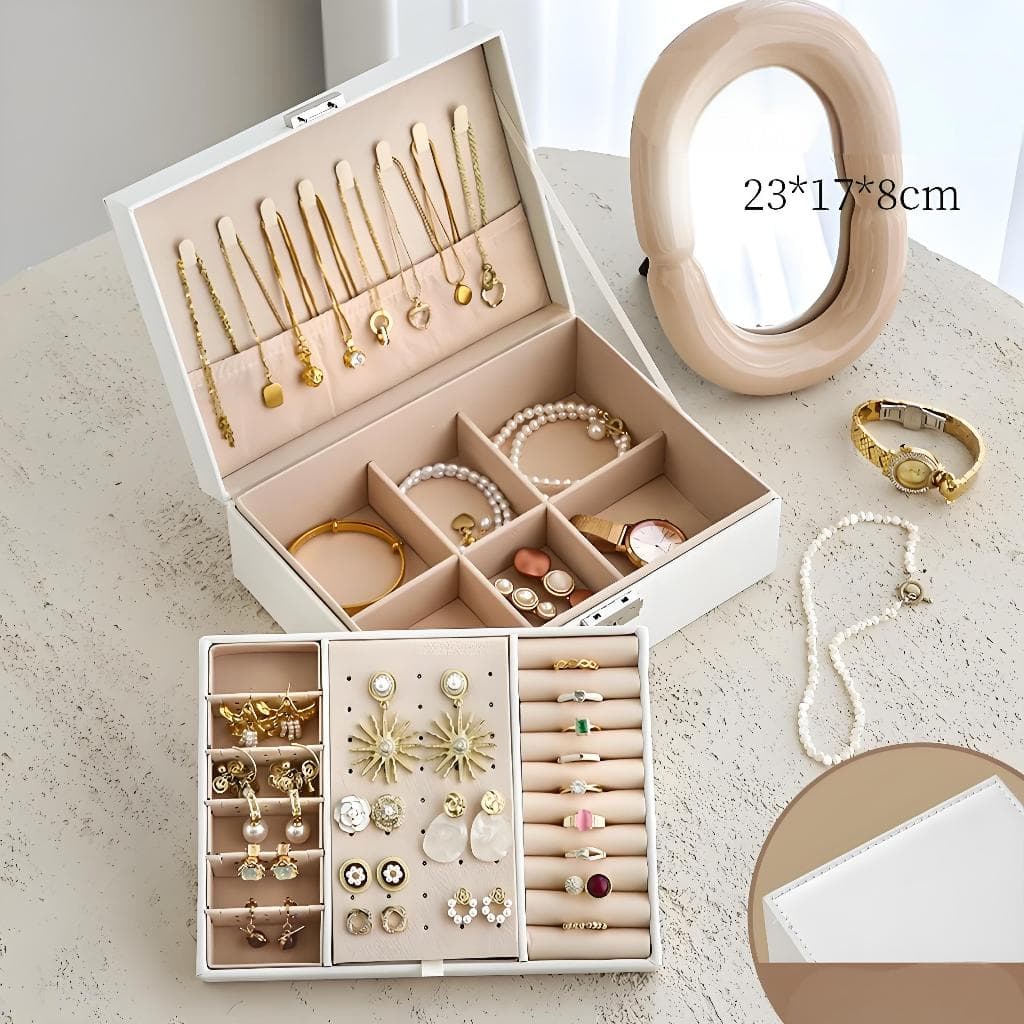 Caixa de Jóias de Alta Capacidade - Organizador Perfeito para Anéis, Ouvidos, Colares e Pulseiras Q11