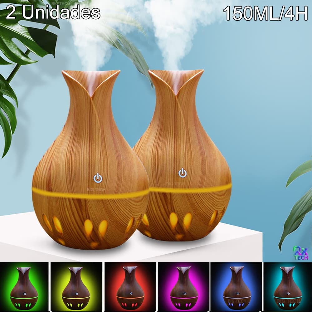 2 Unidades Mini Umidificador De Ar E Aromatizador De Ambiente Com Led Usb Purificador Ultrassônico Difusor Eelétrico
