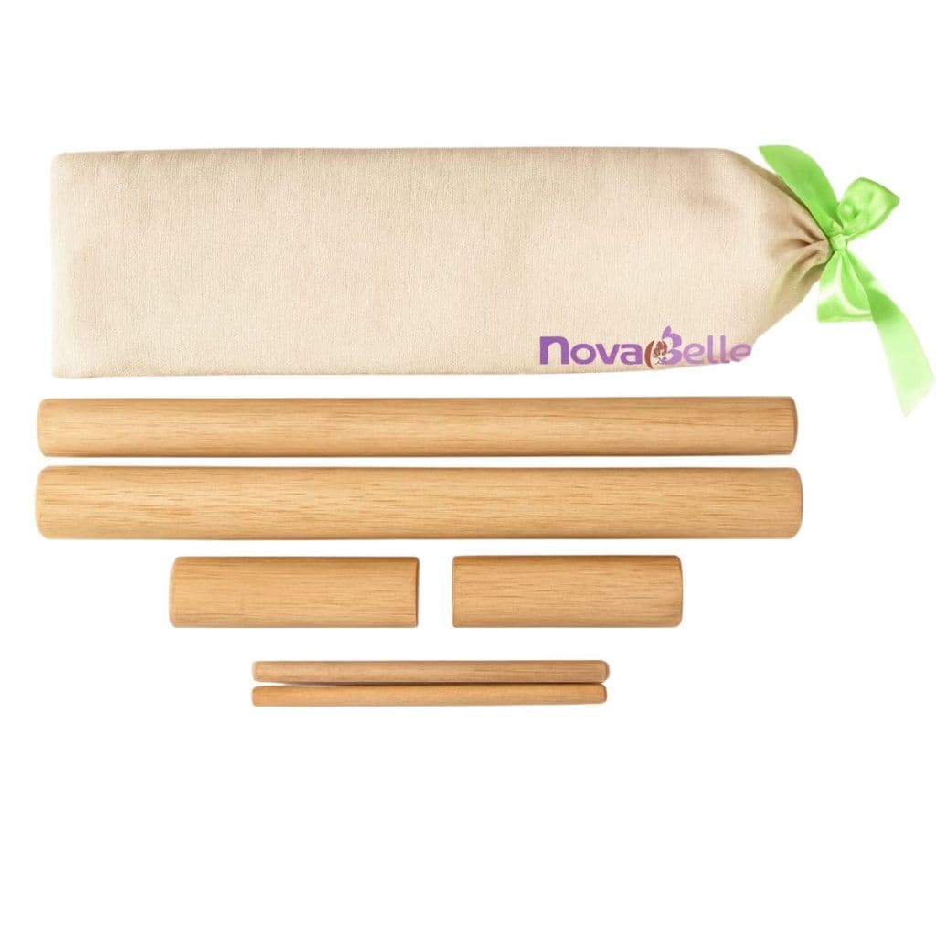 Kit Bambus para Massagem Bambuterapia 6 Peças Kit Bambu Profissional Novabelleza