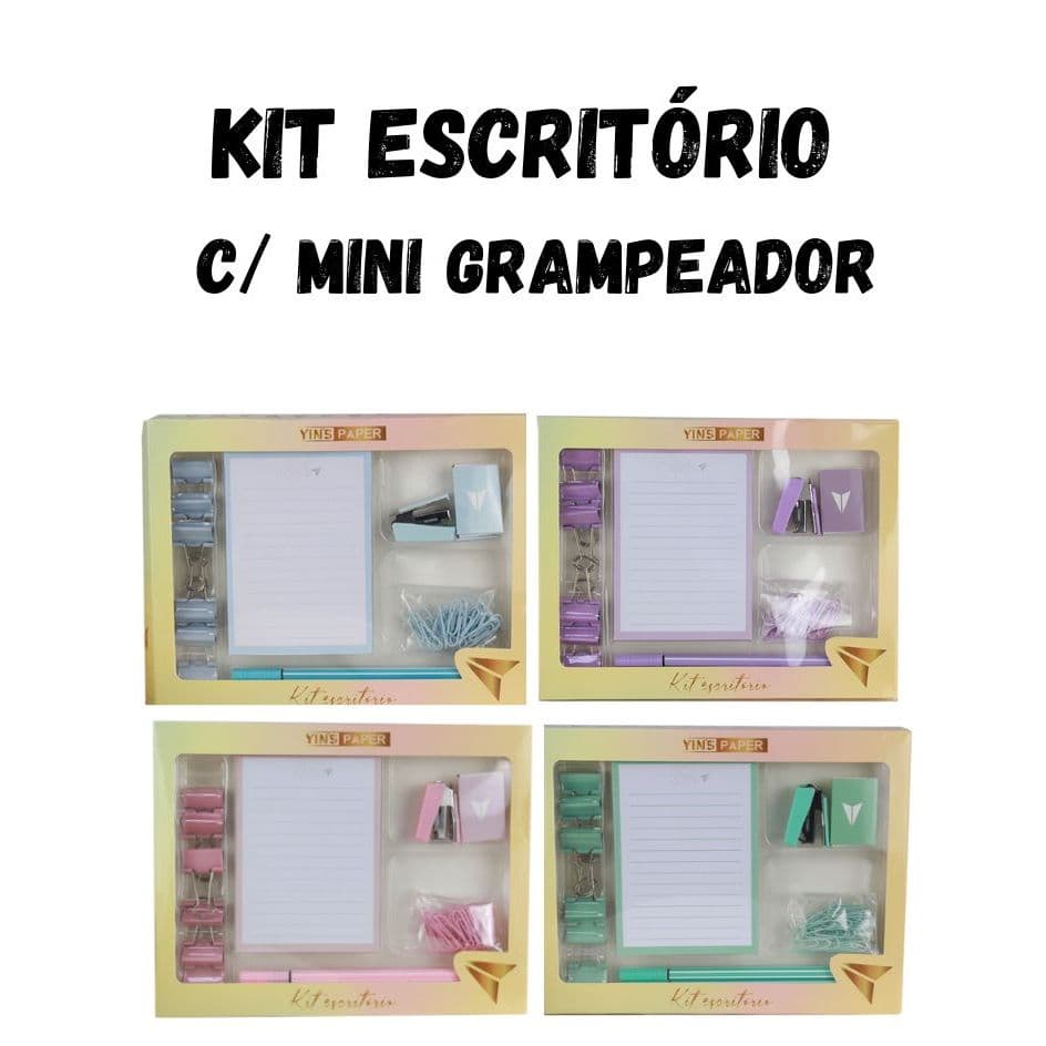 KIT ESCRITÓRIO GRAMPEADOR CANDY COLORS