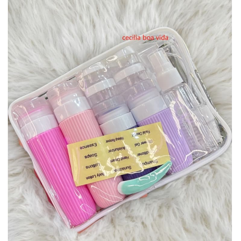 Kit Potes Frascos Silicone Viagem Creme Shampoo Condicionador Cosméticos 16 Peças