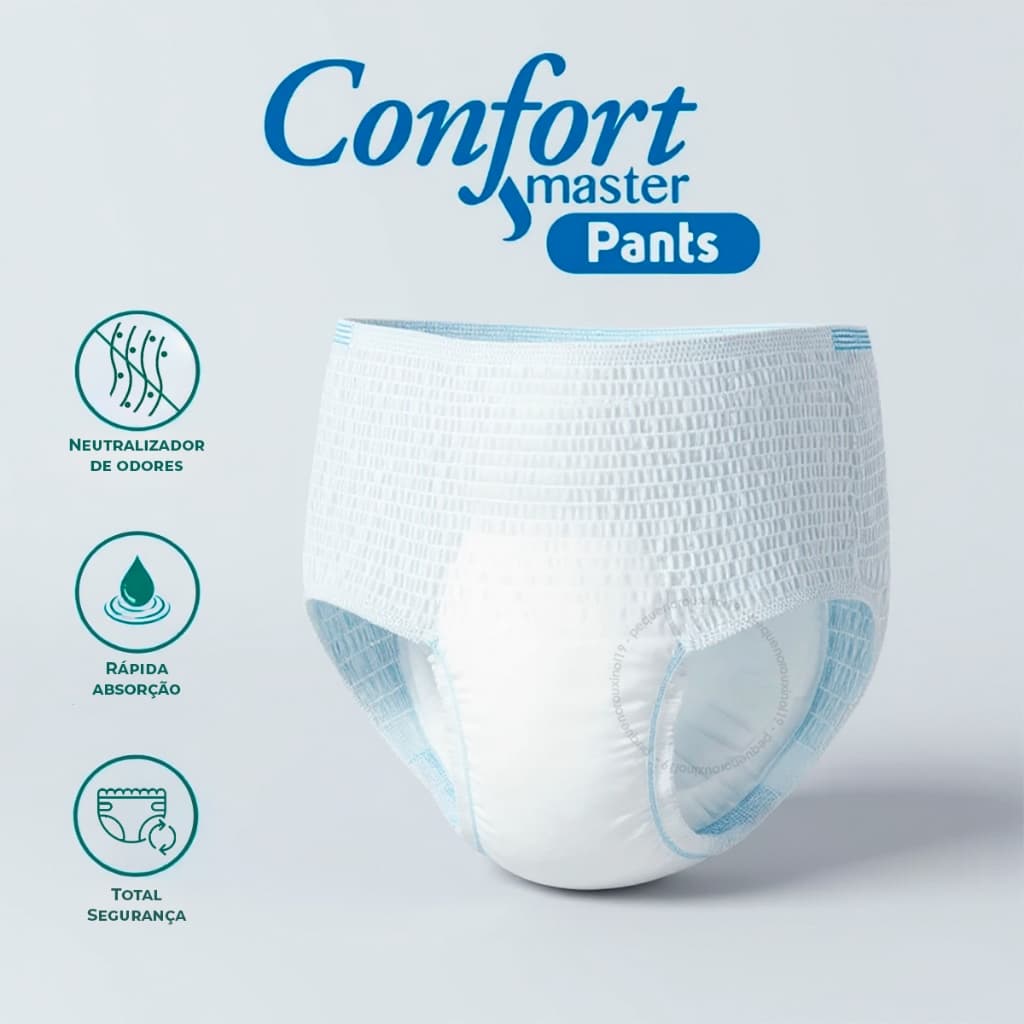 Fralda Geriátrica Descartável Confort Master Pants Calcinha Cueca 16 Unidades P/M G/EG Incontinência