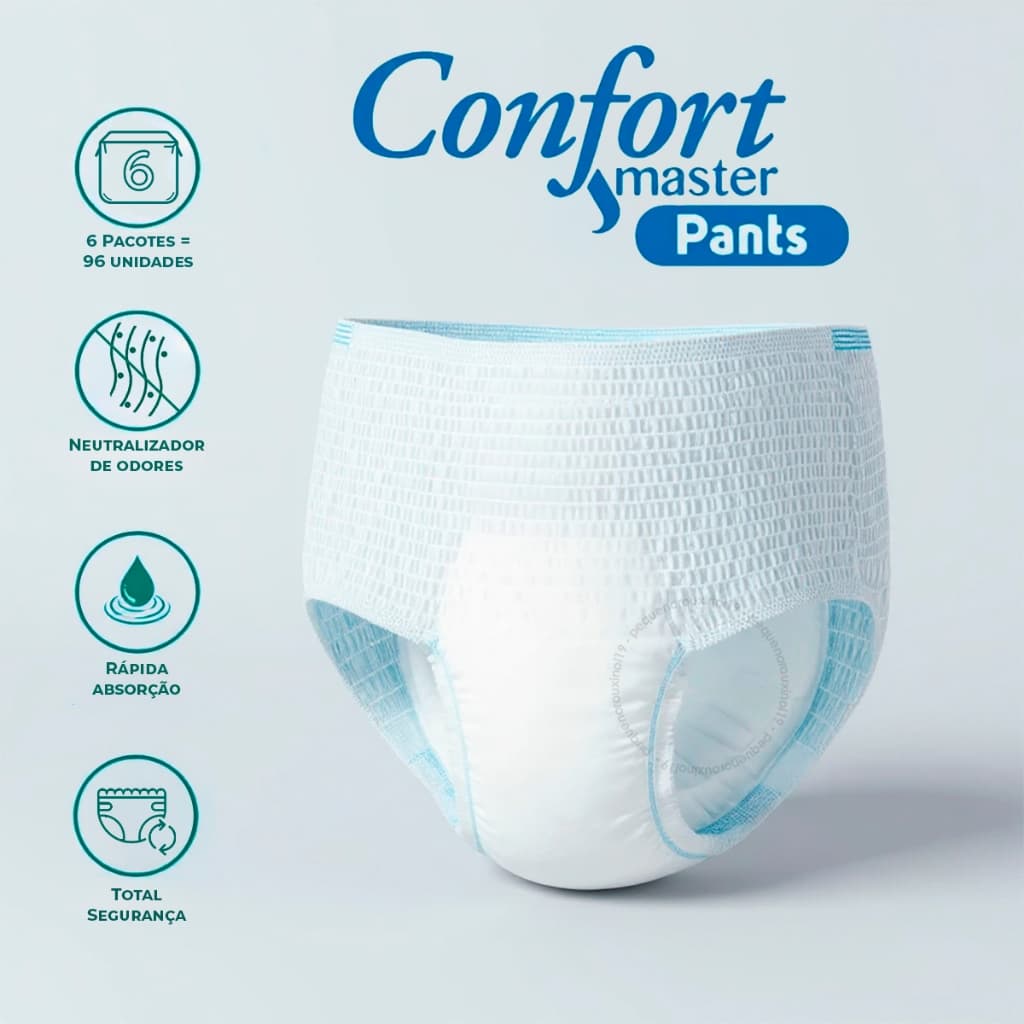 Kit Fralda Geriátrica Descartável Confort Master Pants Calcinha Cueca P/M G/EG Adulto