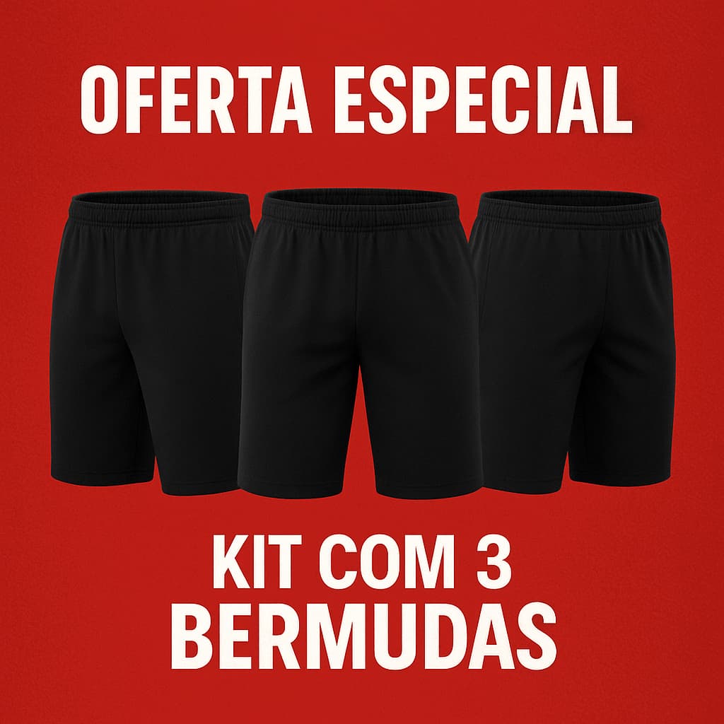 kit com 3 bermudas futebol salão campo masculino futsal shorts calção (TRES) liso poliester presidio concurso policia