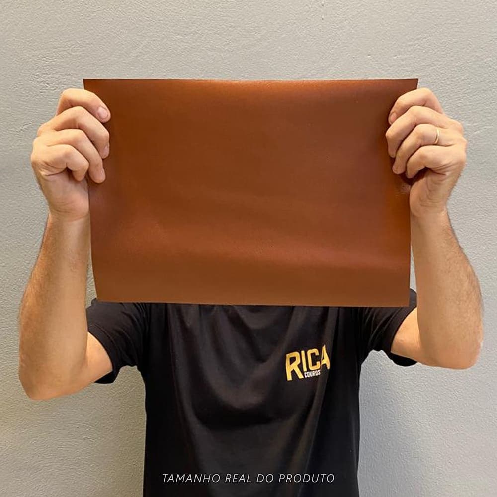 Painel de Couro Legítimo Tipo Fly 25x35cm – Placa Natural e Macia Retalho 10/12 linhas - Cor: Âmbar