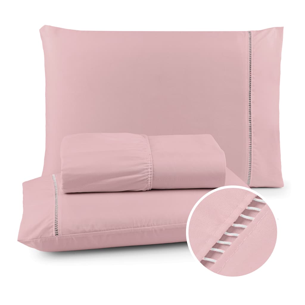 Jogo De Lençol 3 Peças Micropercal Solteiro Casal Queen 400 Fios Ponto Palito