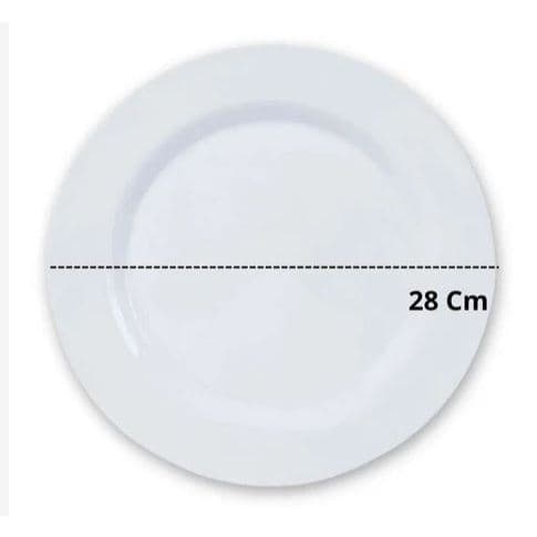 Prato Raso Branco De Melamina 28cm Para Buffet e Comida