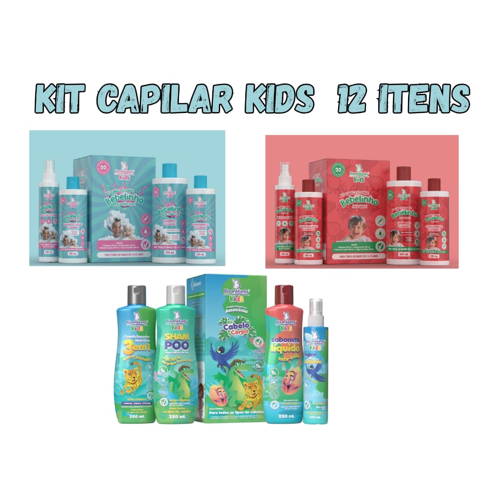 Kit Infantil Bio Instinto Kids Cabelo e Corpo – Bebelinho Morango, Algodão Doce