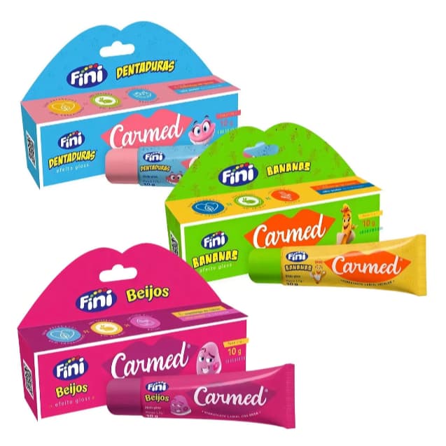 Kit Hidratante Labial Carmed Fini C/3 10g Dentaduras Bananas e Beijos