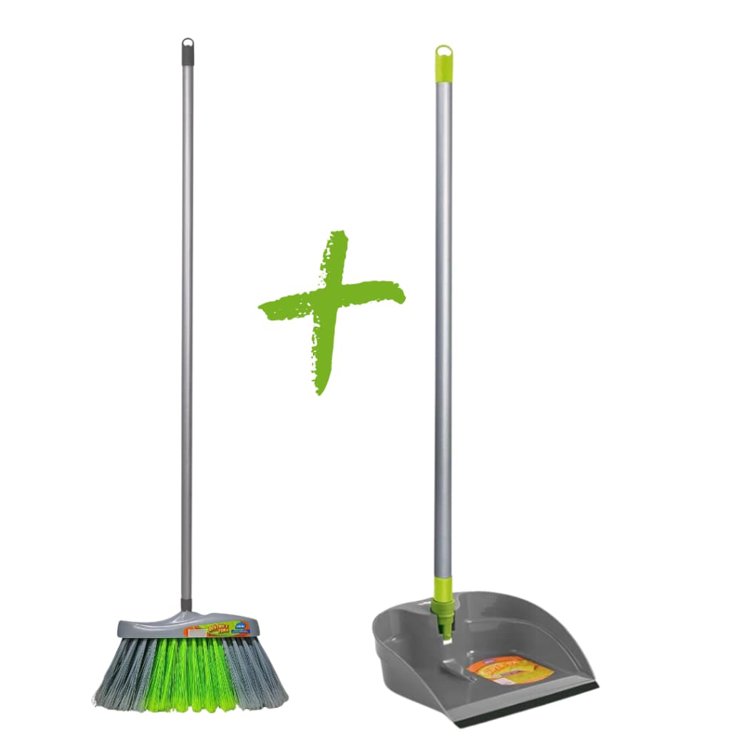 Pá com Cabo Dobrável + Vassoura de Lixo Premium Alklin