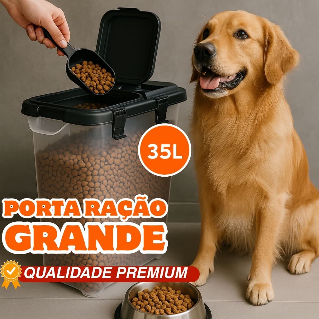 Container Porta Ração 15KG + Pá Dosadora Com 35 Litros