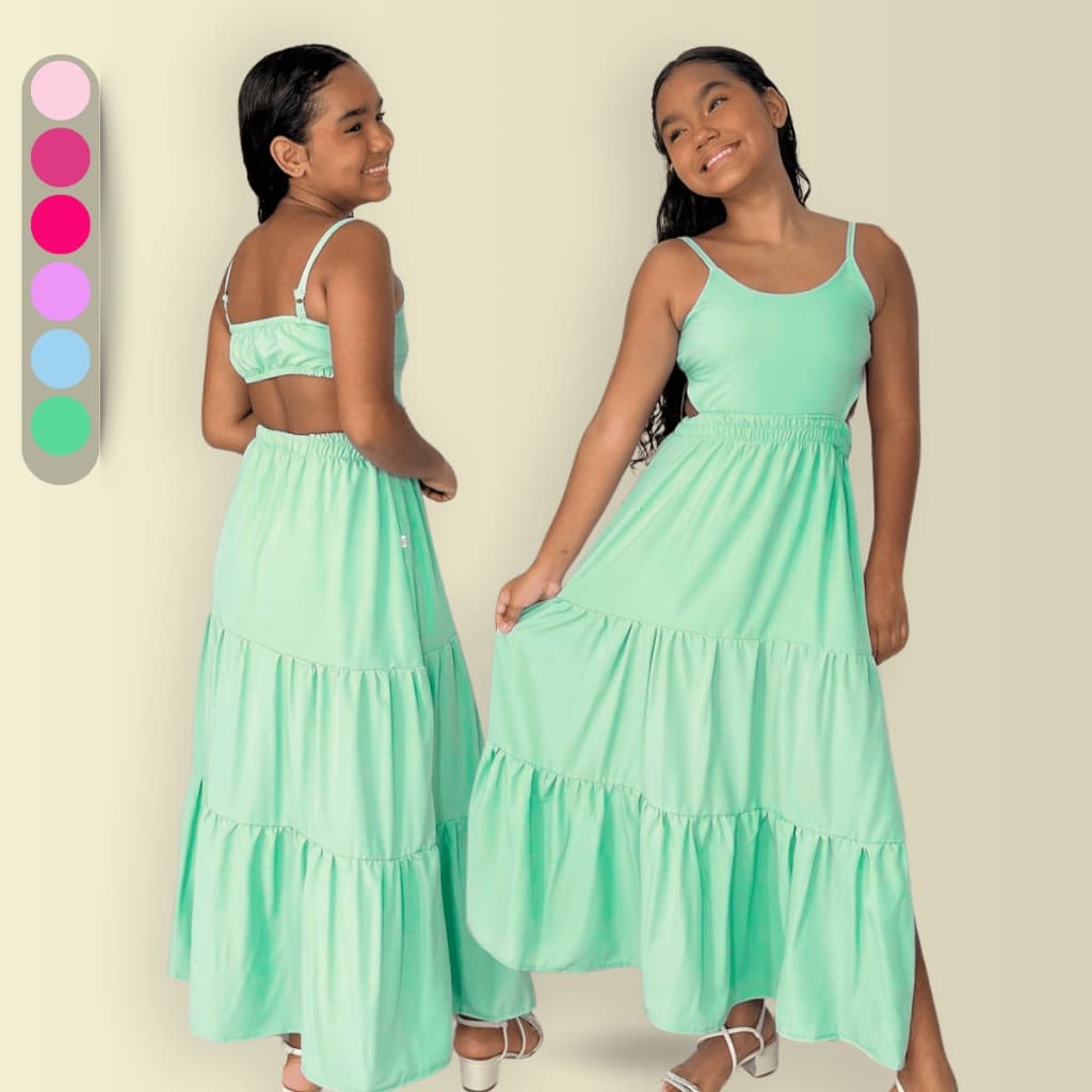 Vestido Alcinha Fenda Infantil Juvenil Mocinha Verão Forrado Delicado Menina
