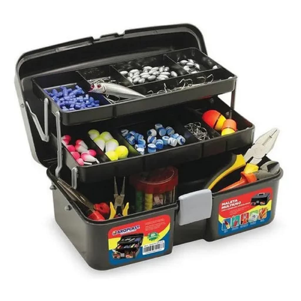 Maleta Multiuso Para Pesca E Ferramentas Com 3 Compartimentos.