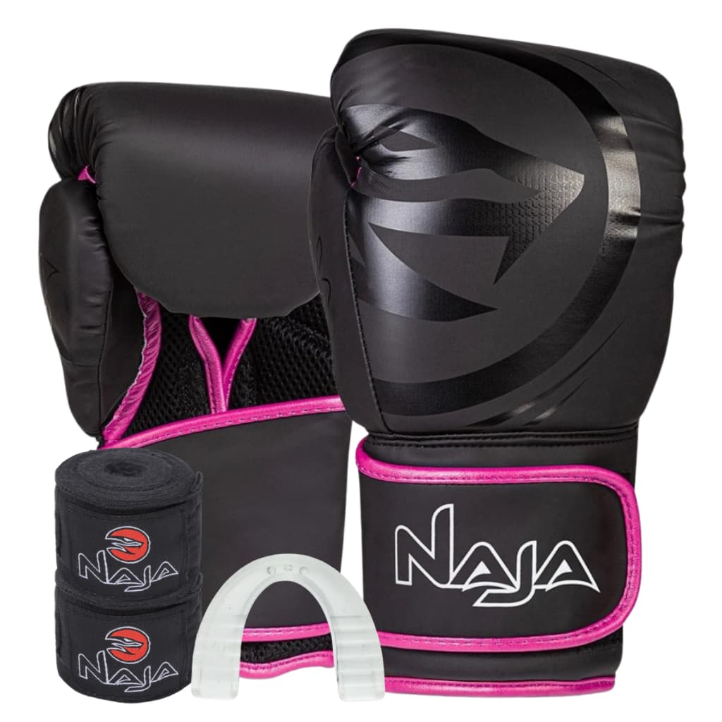 Kit Luva Boxe / Muay Thai - Black Naja - Feminina