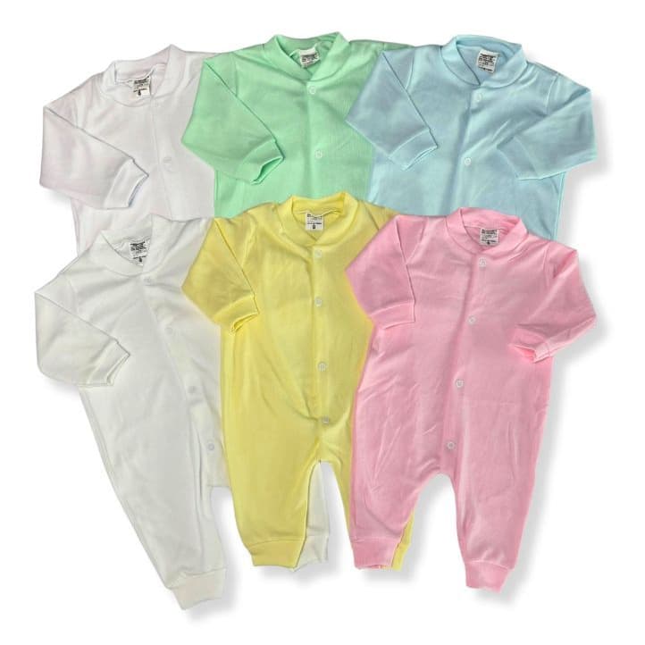 Kit C/3 - Macacão de Bebe Liso Malha Canelada Linha Basic Confortável