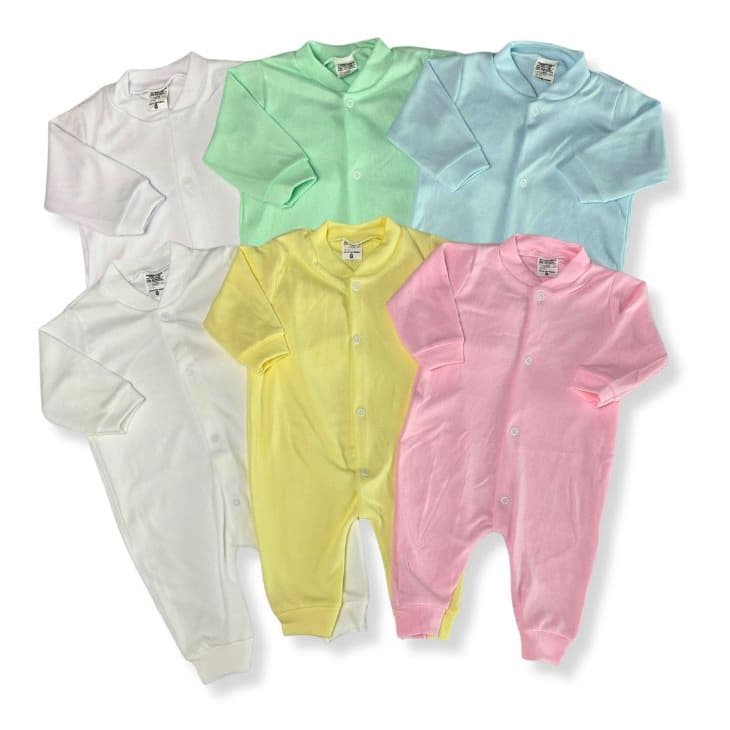 Macacão de Bebe Liso Malha Canelada Linha Basic Confortável