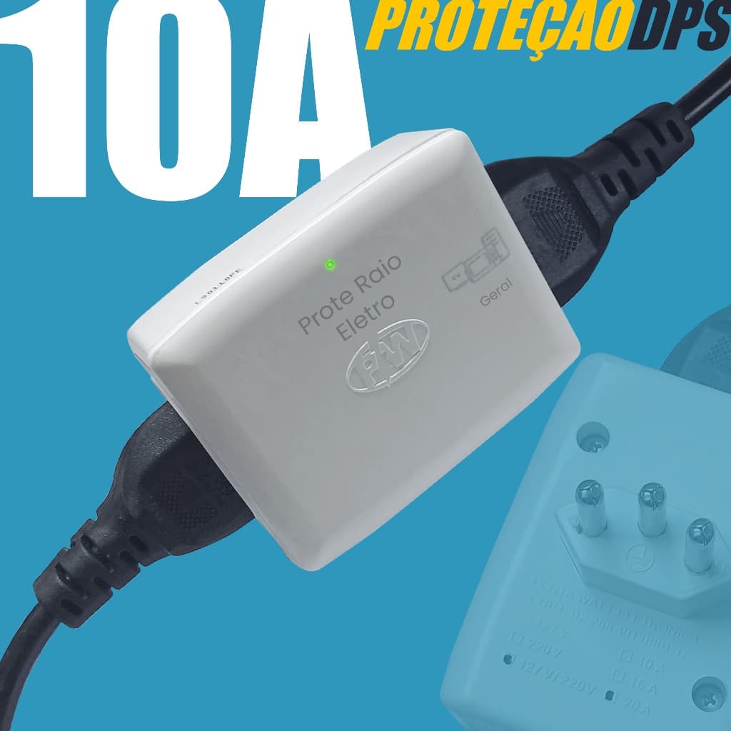 Protetor DPS Contra Raio Surtos Picos Elétricos com 2 Tomadas 127v e 220v 10A
