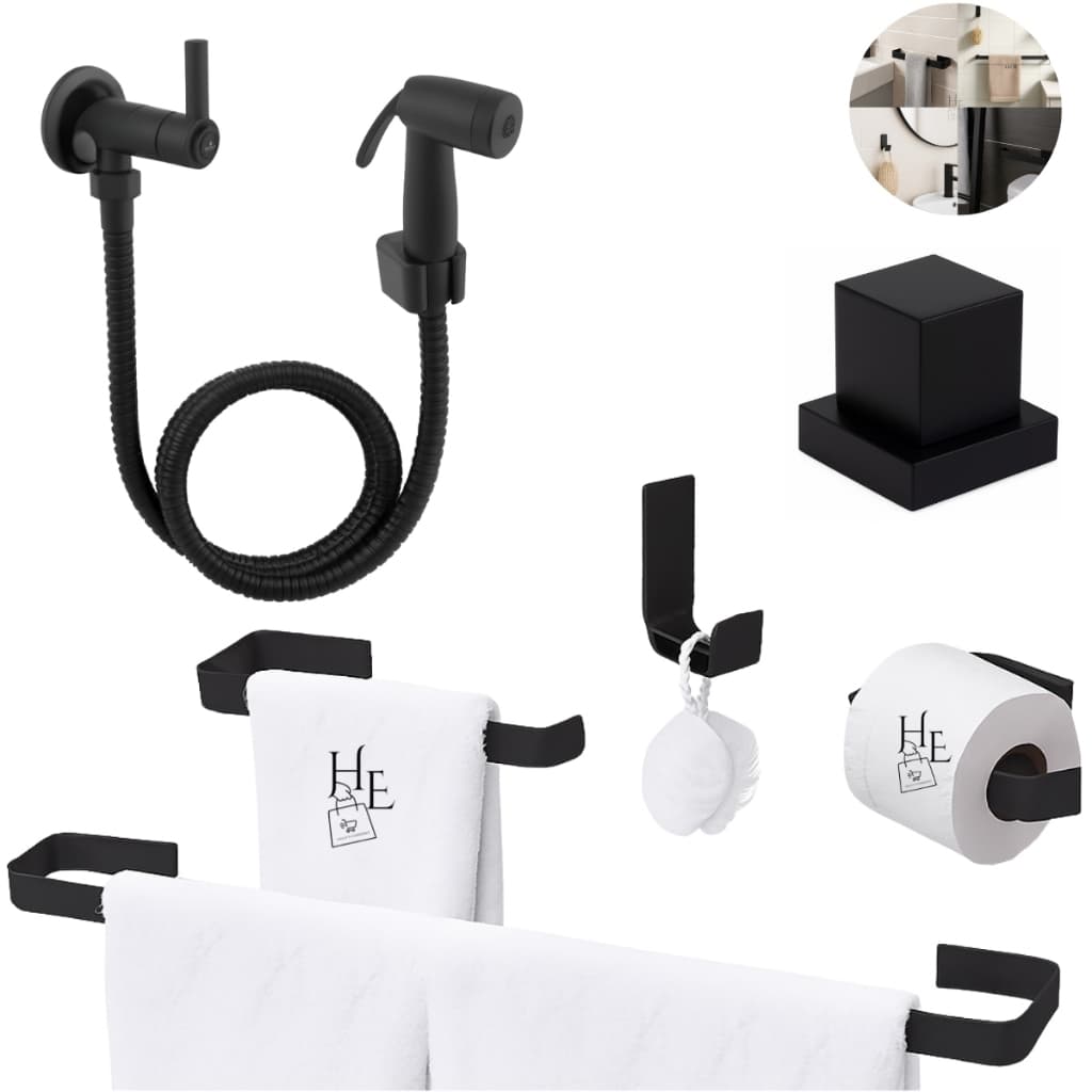 Kit Acessórios de Banheiro Lavabo Preto + Ducha Higienica+ Acabamento de Metal Padrão Deca Metal
