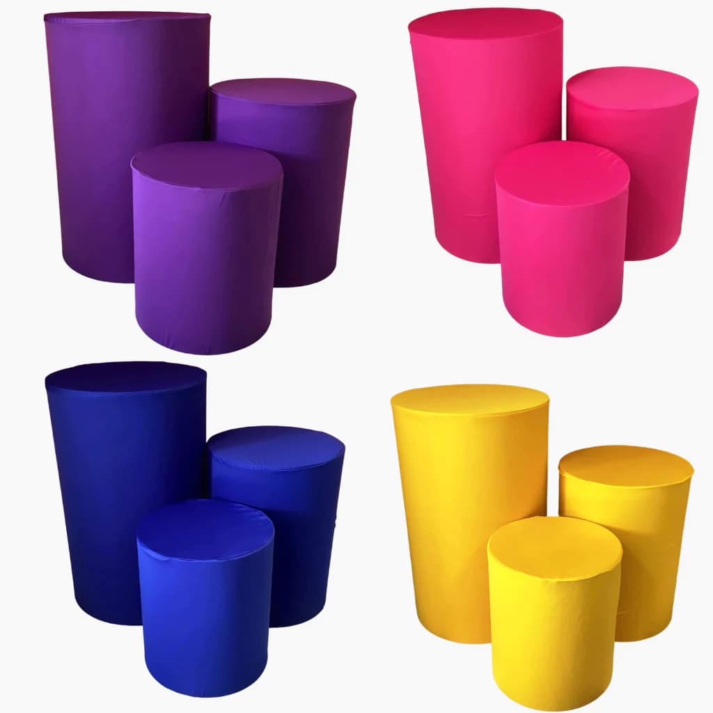 Kit Capa Mesas de Cilindro Para Decoração Diversas Cores Enfeite de Festa P/M/G