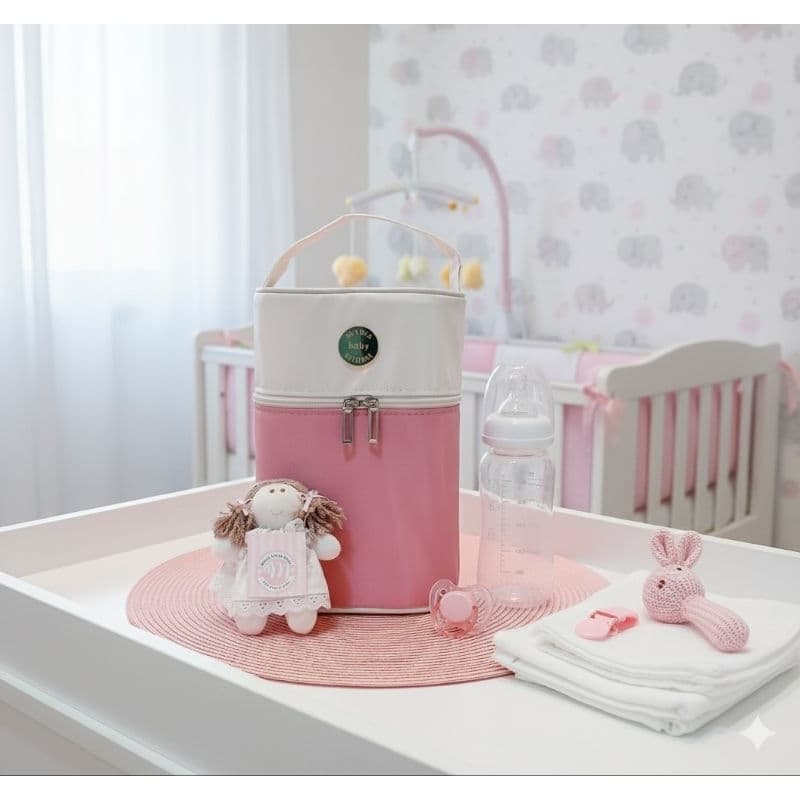 Porta Mamadeira Térmico Prático para Passeio e Viagem com Isopor para 2 Mamadeiras