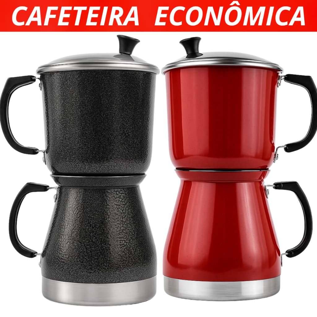 Cafeteira Italiana Econômica  Alumínio Cafeteira Manual Com Filtro - 1,5 Litros