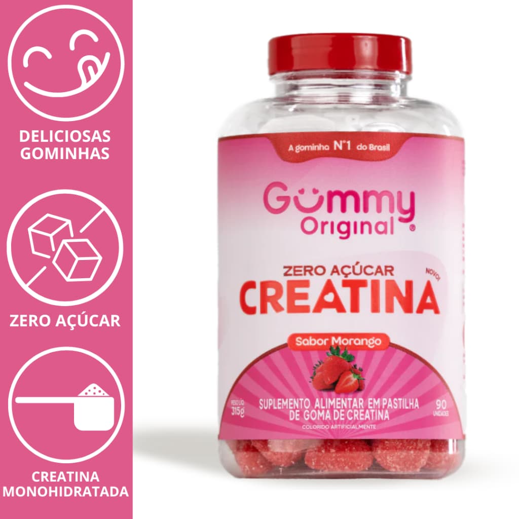 CREATINA GUMMY ORIGINAL ZERO AÇUCAR -  SABOR MORANGO 90UN