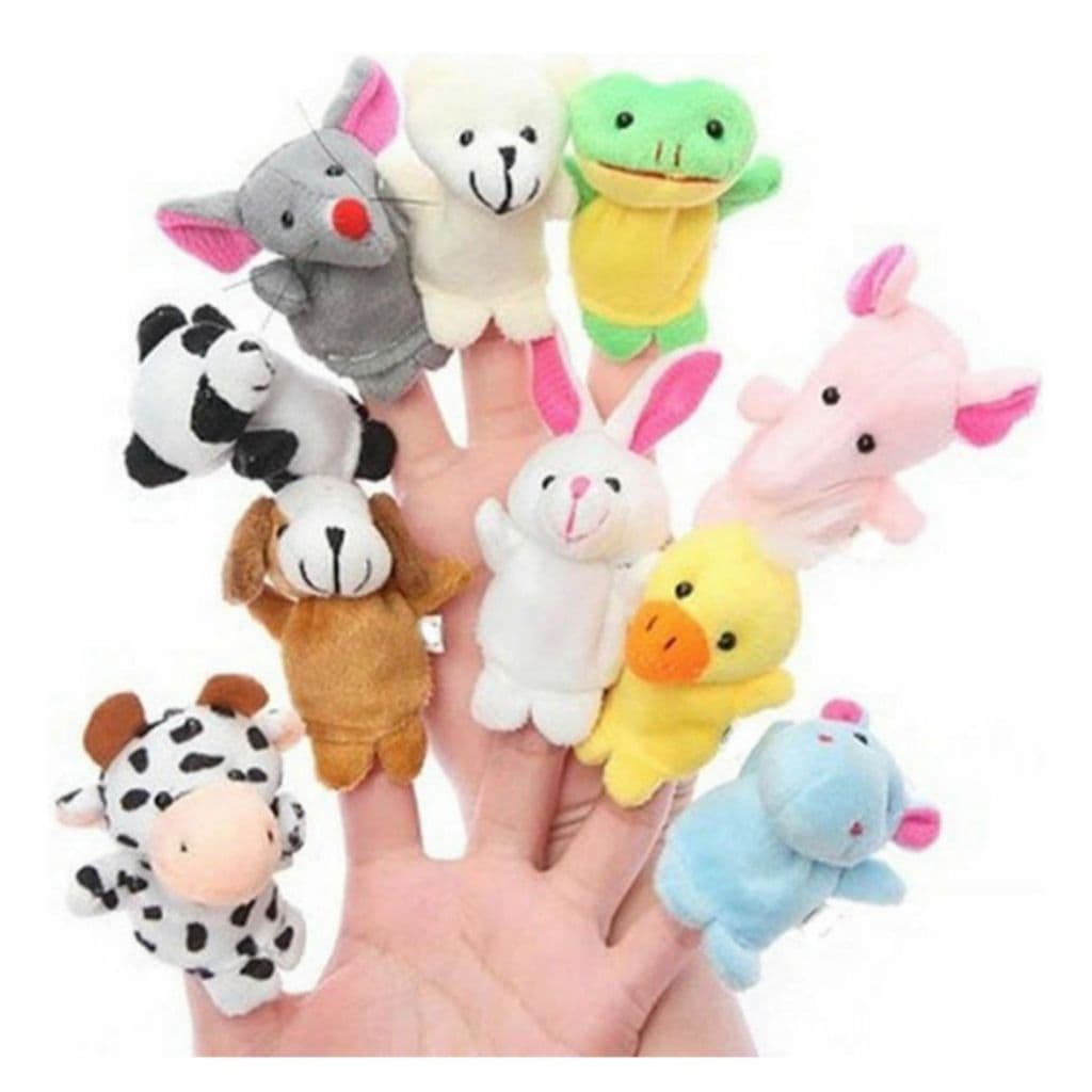 Fantoche De Dedos Dedoches Animais De Pelúcia - 10 Unidades VAQUINHA LEÃO PATINHO CACHORRINHO TEATRO INFANTIL