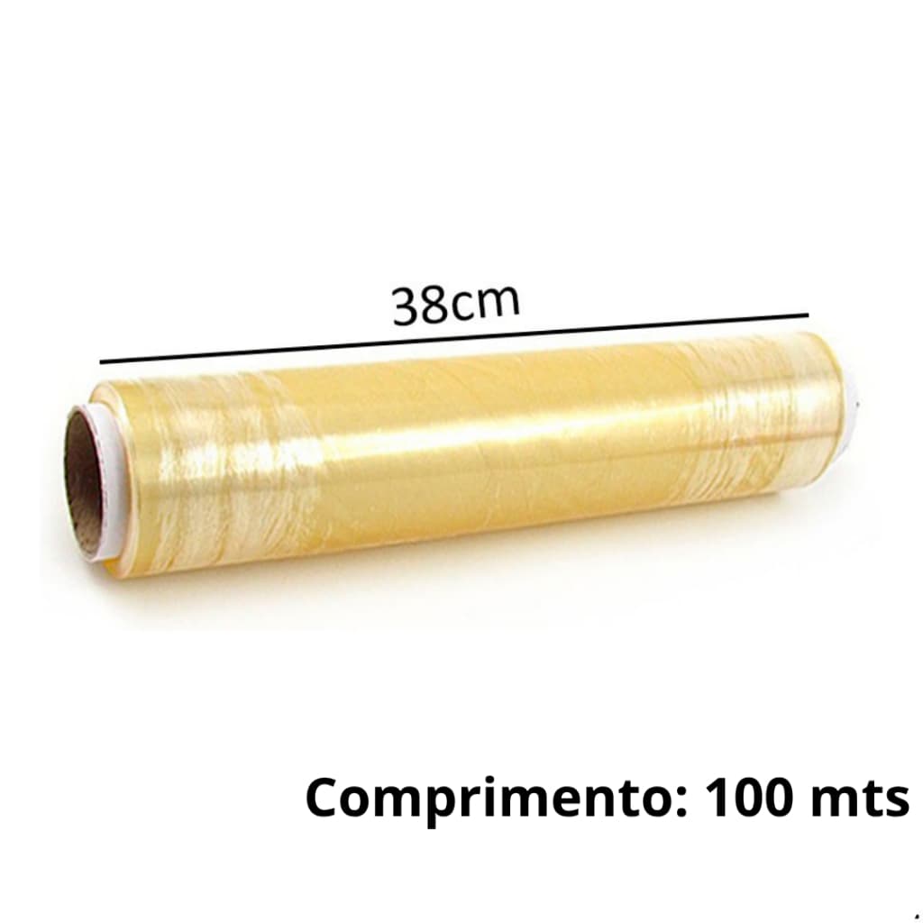 Rolo Plástico Filme PVC 38x100 Embalar Alimentos Resistente