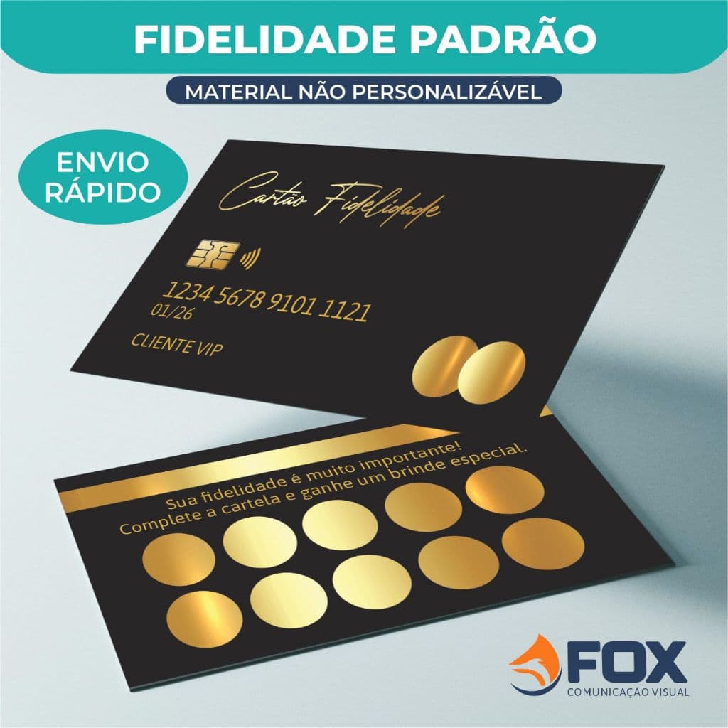 Cartão Fidelidade Pronto - Dourado ou Rose – Arte Padrão – 50, 100 e 200 unidades – Envio Rápido
