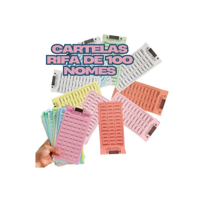 1 Cartela de  Rifa C/ 100 Nomes Pacote Ação Sorteio Evento