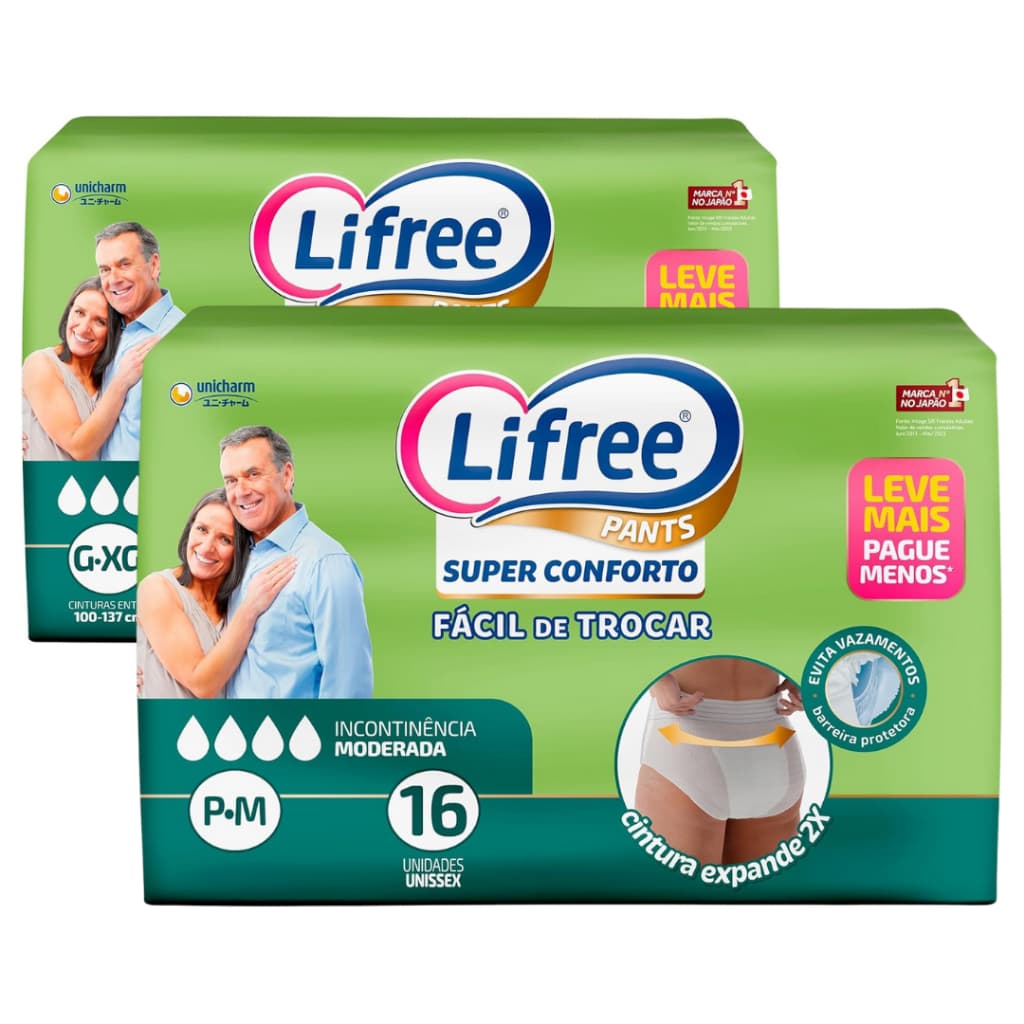 Fralda Descartável Geriátrica Lifree Pants (Pós parto) Adulto -  P/M, G/XG - 16 Unidades