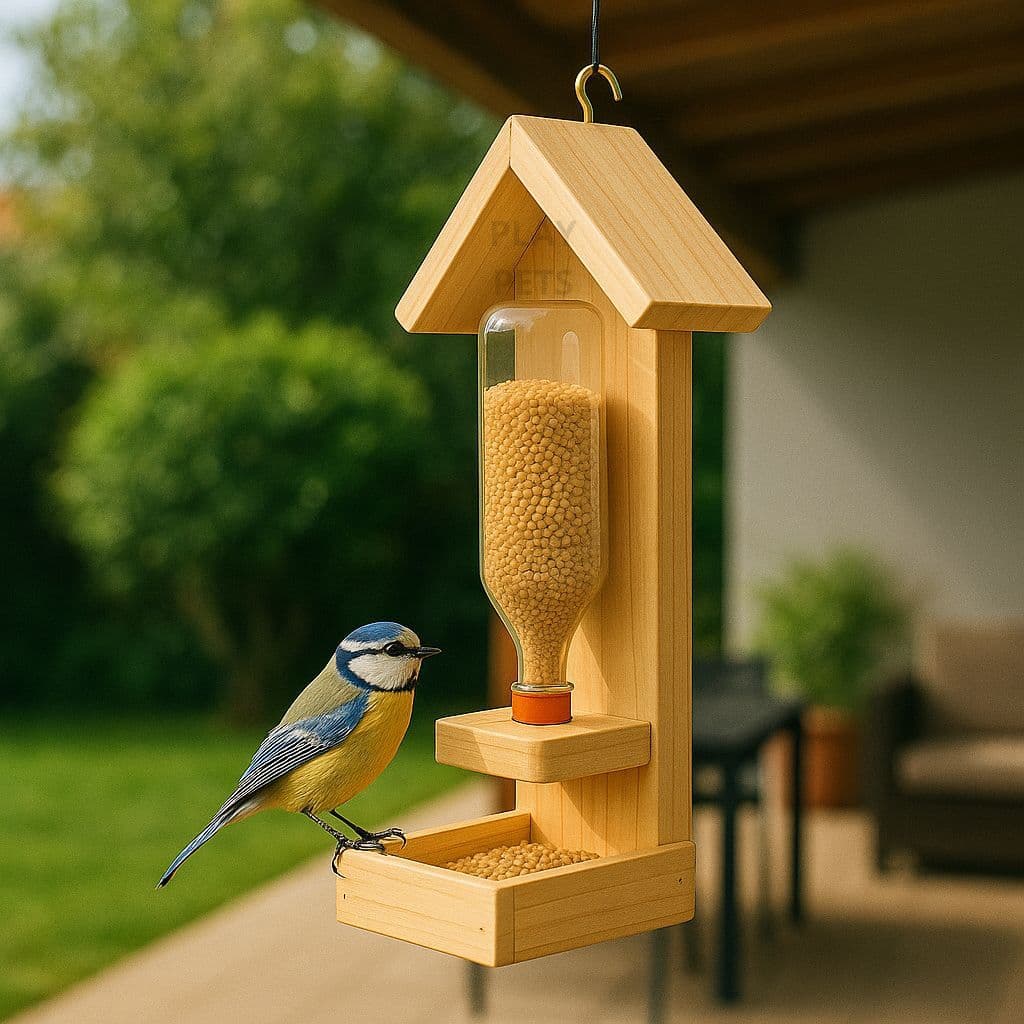 Tratador para Pássaros Livres em Madeira Natural – Com Gancho para Pendurar