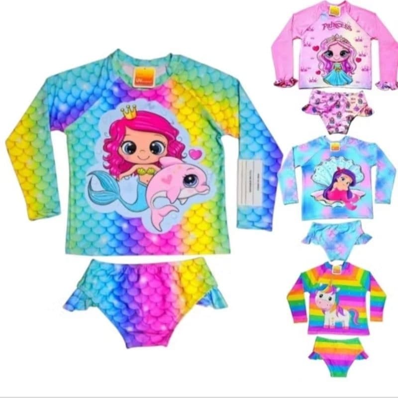 Conjunto Biquini Infantil Proteção Solar UV Blusa + Calcinha