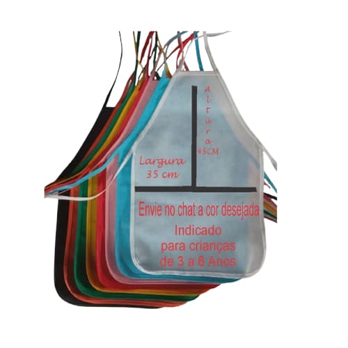 15 Avental Infantil Descartável TNT 80 Tamanho 35x45 cm Criança de 3 A 6 anos