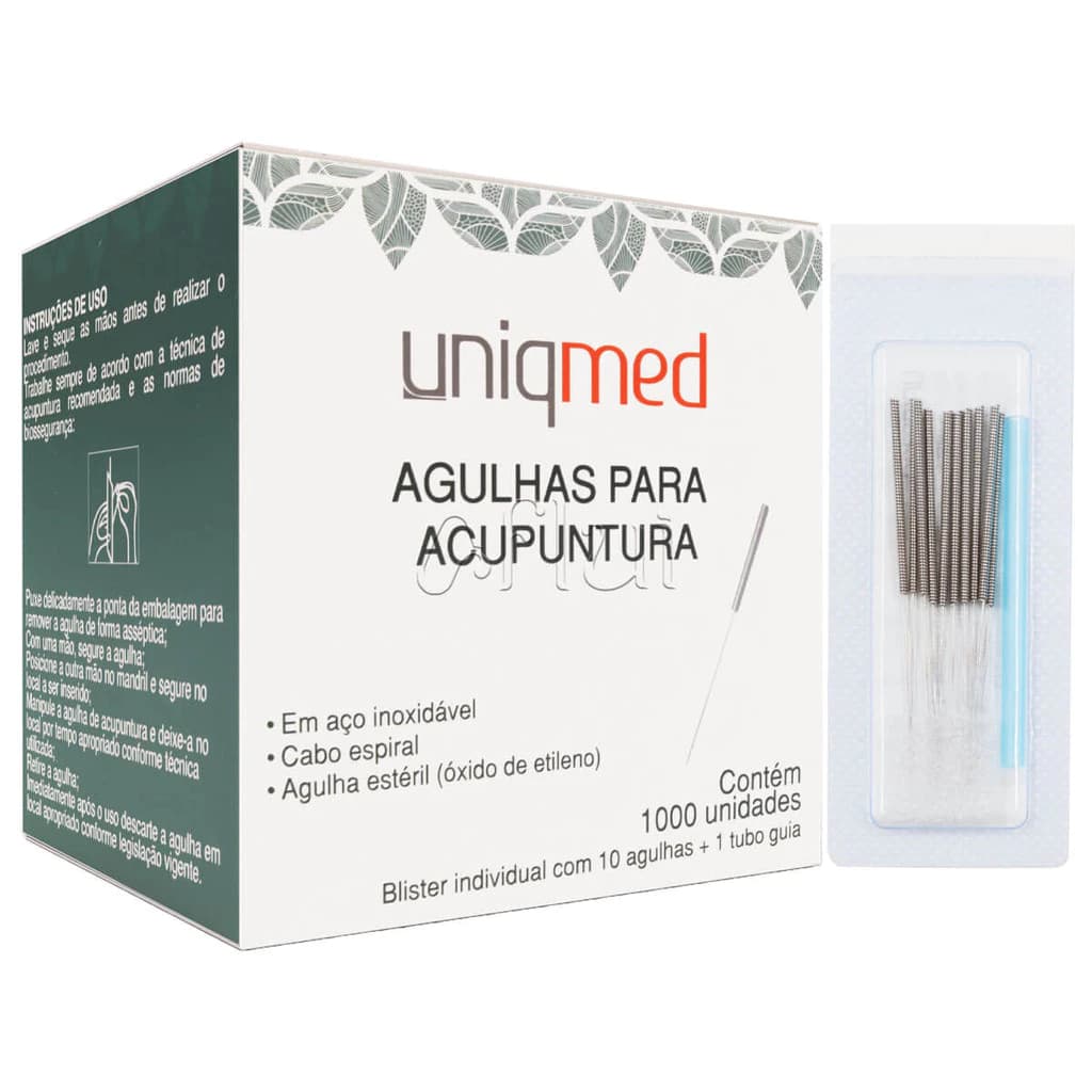 Agulha para Acupuntura 100 Agulhas Uniqmed Individual Blister Anvisa