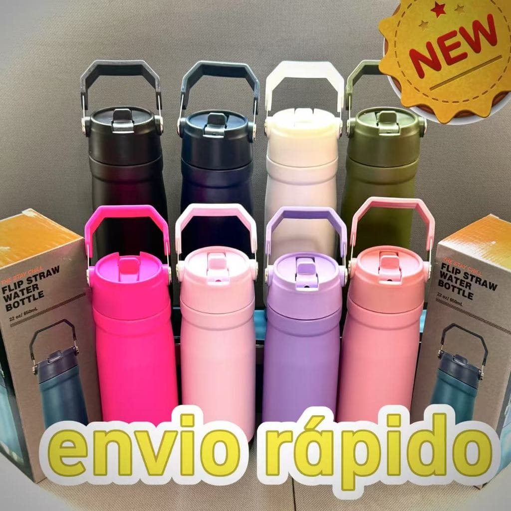 Garrafa térmica 550ML/650ML de aço inoxidável de alta qualidade  com alça canudo