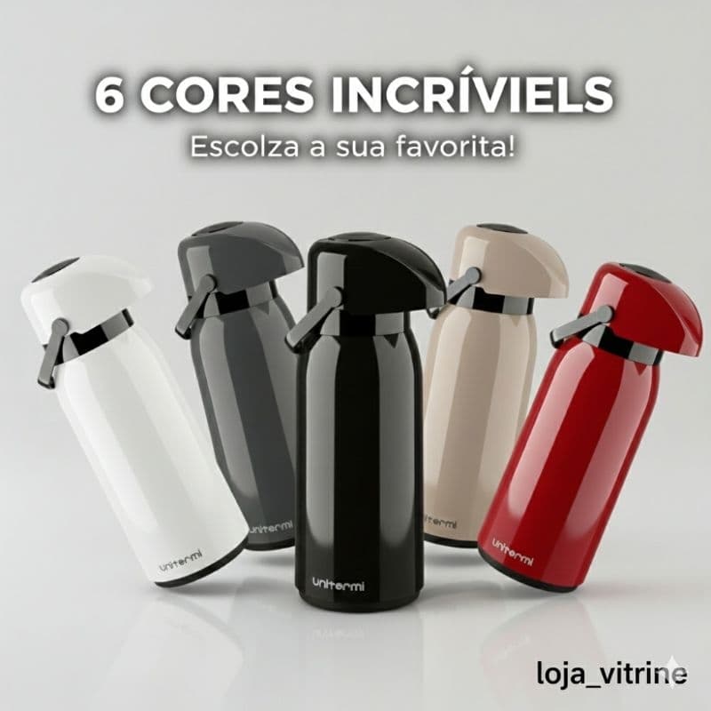 Garrafa Térmica Unitermi Original Verona De Pressão Mesa 1 Litro Ideal Para Café / Chá / Tereré / Agua